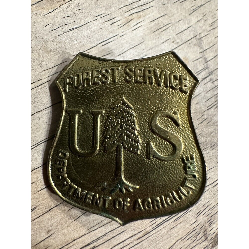 VTG 80s USFS Forest Service Bronze/Brass Badge US Department of Agriculture